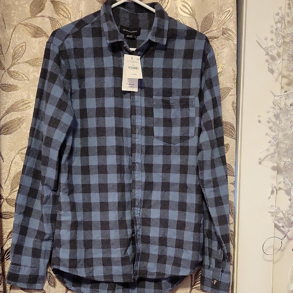 Cotton On Blue and Black Plaid Shirt